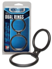Чёрное двойное эрекционное кольцо Dual Rings Black - 0