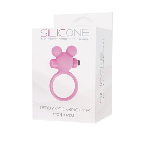 Розовое эрекционное виброкольцо TEDDY COCKRING SILICONE - 1