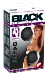 Черные вагинальные шарики с петлёй Black Velvets - 1