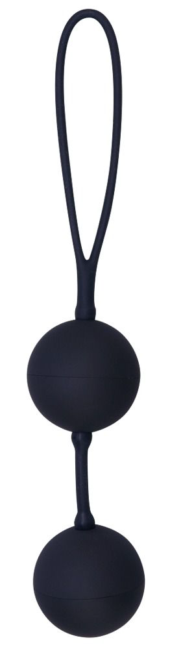 Черные вагинальные шарики с петлёй Black Velvets - 0