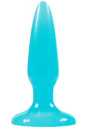 Голубая анальная пробка, светящаяся в темноте, Firefly Pleasure Plug Mini - 8,1 см. - 0