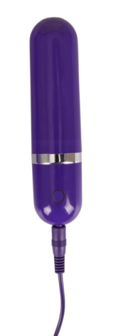 Фиолетовый анально-вагинальный вибратор с выносным блоком управления - 16 см. - 2