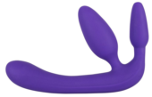 Фиолетовый безремневой страпон с двумя пробками Triple Teaser - 0