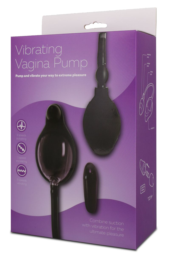 Чёрная вибропомпа для вагины с 7 режимами вибрации VIBRATING VAGINA PUMP - 0