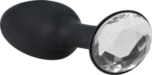 Чёрная анальная пробка с кристаллом в основании - 10,5 см. - 0