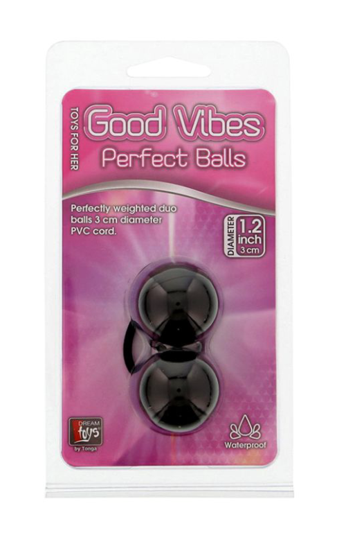 Чёрные вагинальные шарики на мягкой сцепке GOOD VIBES PERFECT BALLS - 1