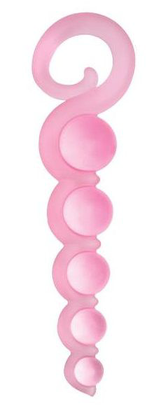 Розовая анальная цепочка из 5 шариков различного диаметра - 25,5 см. - 1