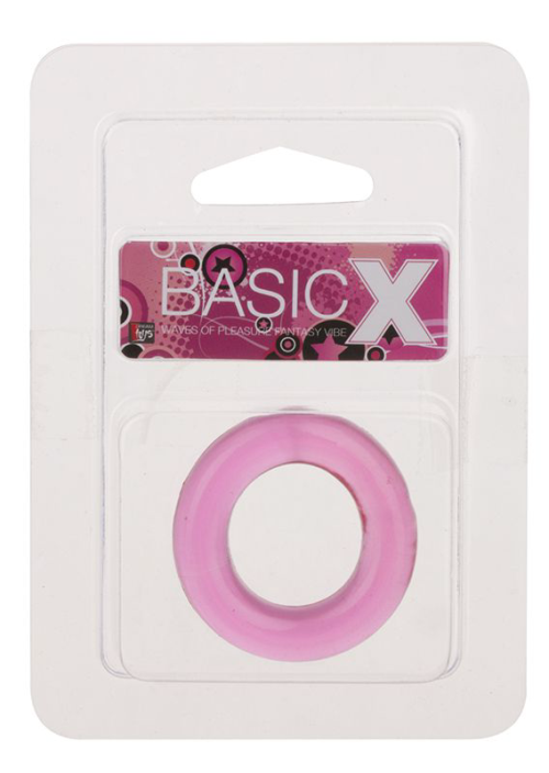 Розовое эрекционное кольцо BASICX TPR COCKRING PINK - 1