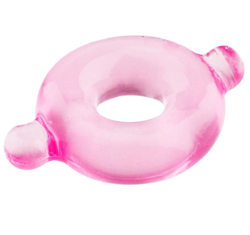Розовое эрекционное кольцо с ушками для удобства надевания BASICX TPR COCKRING PINK - 0