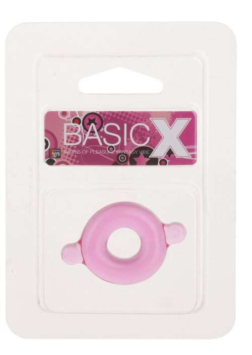 Розовое эрекционное кольцо с ушками для удобства надевания BASICX TPR COCKRING PINK - 1