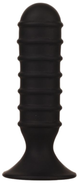 Чёрный силиконовый анальный массажер MENZSTUFF RIBBED TORPEDO DONG - 13 см. - 0