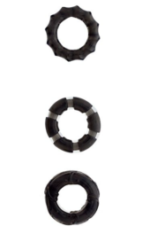 Набор из 3 чёрных эрекционных колец MENZSTUFF STRETCHY COCK RINGS - 0