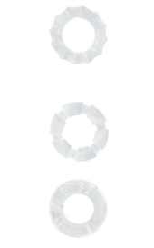Набор из 3 прозрачных эрекционных колец MENZSTUFF STRETCHY COCK RINGS - 0