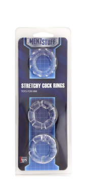 Набор из 3 прозрачных эрекционных колец MENZSTUFF STRETCHY COCK RINGS - 1