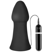 Большая чёрная вибропробка MENZSTUFF VIBRATING BUTTCRASHER CONED - 20 см. - 0