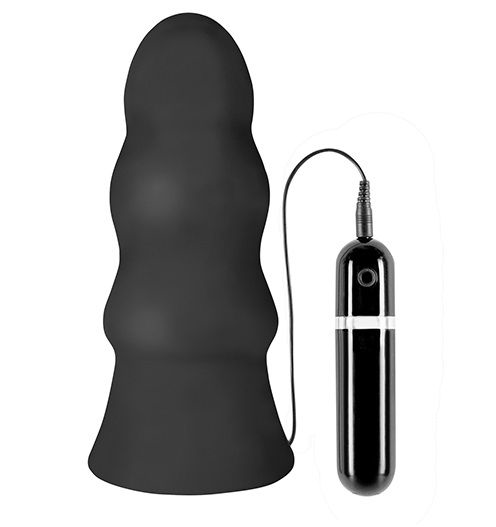 Чёрная виброёлочка MENZSTUFF VIBRATING BUTTCRASHER WAVED - 20 см. - 0