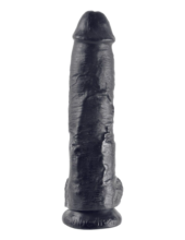 Реалистичный чёрный фаллоимитатор-гигант 10 Cock with Balls - 25,4 см. - 1