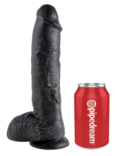 Реалистичный чёрный фаллоимитатор-гигант 10 Cock with Balls - 25,4 см. - 2
