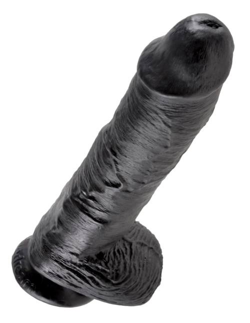 Реалистичный чёрный фаллоимитатор-гигант 10 Cock with Balls - 25,4 см. - 3