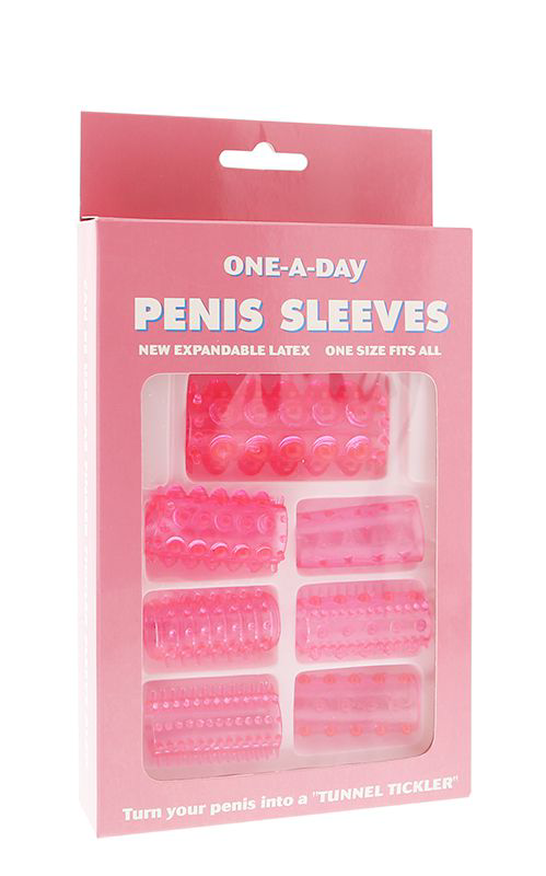 Набор из 7 розовых насадок на пенис ONE-A-DAY PENIS SLEEVES PINK - 1
