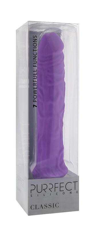 Фиолетовый вибратор-реалистик PURRFECT SILICONE CLASSIC 8.5INCH - 21,5 см. - 1