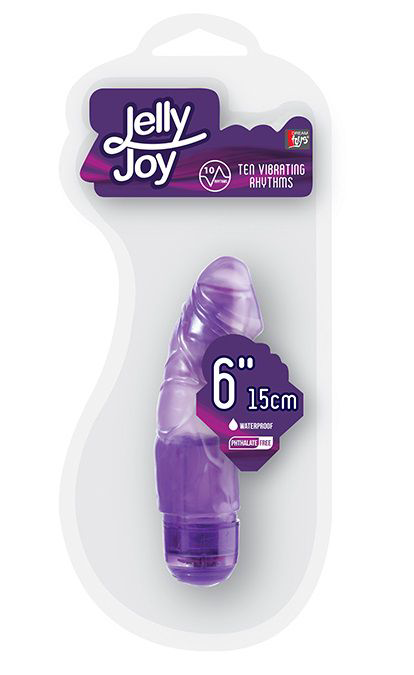 Фиолетовый вибромассажёр JELLY JOY 6INCH 10 RHYTHMS - 15 см. - 1