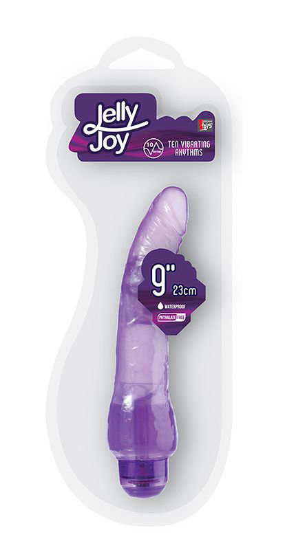 Фиолетовый вибратор-реалистик JELLY JOY 9INCH 10 RHYTHMS PURPLE - 23 см. - 1