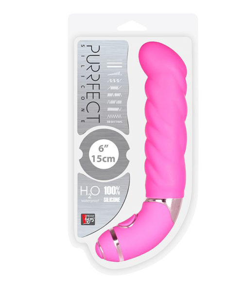 Розовый силиконовый вибростимулятор точки G PURRFECT SILICONE 6INCH 10FUNCTIONS - 15 см. - 1