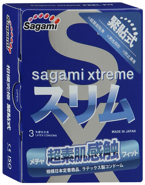 Розовые презервативы Sagami Xtreme FEEL FIT 3D - 3 шт. - 0