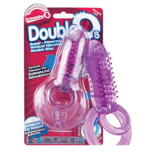 Фиолетовое виброкольцо с подхватом мошонки DOUBLE O 8 PURPLE - 1