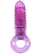 Фиолетовое эрекционное кольцо с вибрацией и пальчиком OYEAH PURPLE - 0