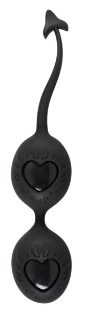 Чёрные вагинальные шарики с сердечками BLACK VELVETS - 0