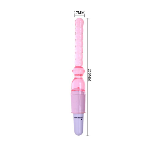Тонкий розовый вибратор для анальной стимуляции - 25 см. - 3