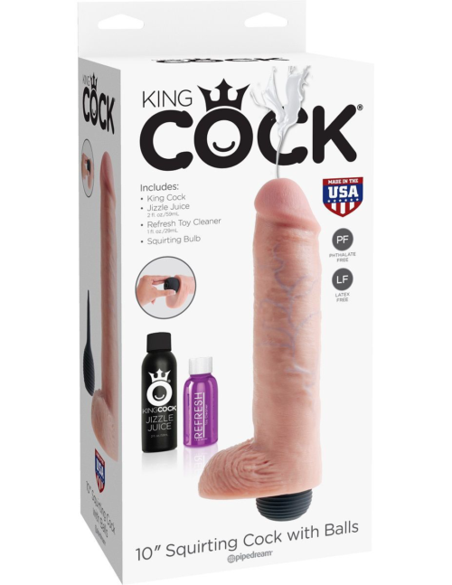 Фаллоимитатор King Cock 10 Squirting Cock с эффектом эякуляции - 25,4 см. - 0