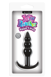 Чёрная анальная пробка Jelly Rancher T-Plug Ripple - 10,9 см. - 0