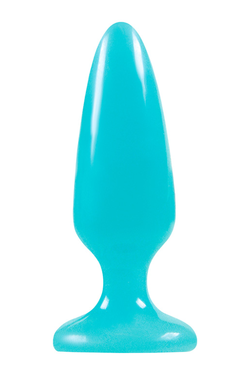 Голубая, светящаяся в темноте анальная пробка Firefly Pleasure Plug Medium - 12,7 см. - 1