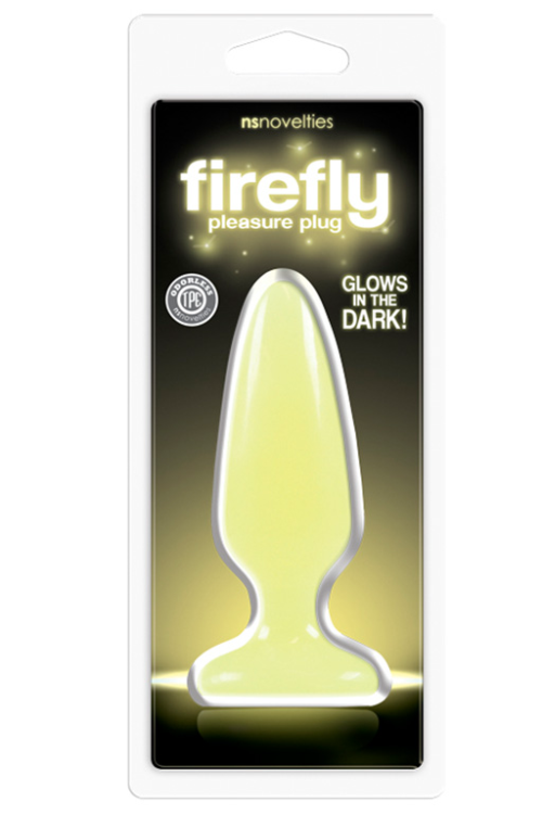 Желтая, светящаяся в темноте анальная пробка Firefly Pleasure Plug Medium Yellow - 12,7 см. - 0