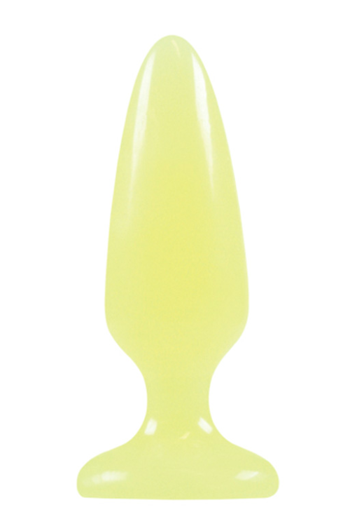 Желтая, светящаяся в темноте анальная пробка Firefly Pleasure Plug Medium Yellow - 12,7 см. - 1