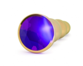 Золотистая анальная пробка-ёлочка с фиолетовым кристаллом - 14 см. - 1
