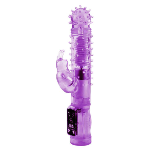 Фиолетовый хай-тек вибратор Happy Bunny - 22,5 см. - 0
