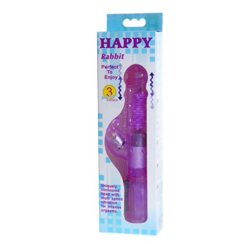 Фиолетовый хай-тек вибратор Happy Bunny - 22,5 см. - 1