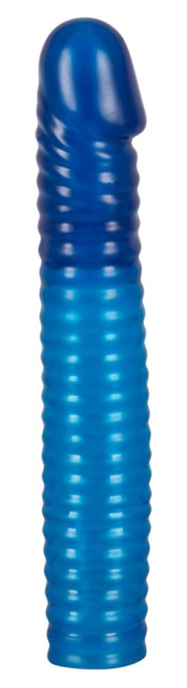 Синяя вибронасадка на пенис Vibrating Sleeve с пультом управления - 22,5 см. - 2