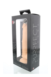 Телесный фаллоимитатор с мошонкой PURRFECT SILICONE DELUXE DONG 8INCH - 20 см. - 1