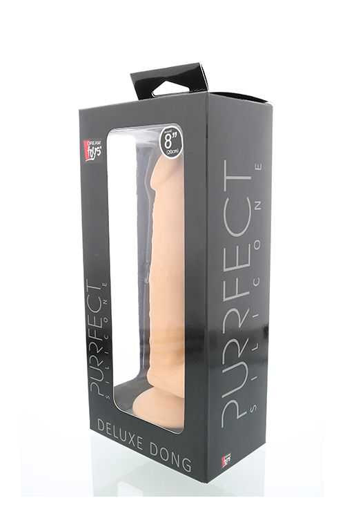 Телесный фаллоимитатор с мошонкой PURRFECT SILICONE DELUXE DONG 8INCH - 20 см. - 1