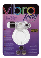 Прозрачное эрекционное кольцо VIBRO RING CLITORAL TONGUE CLEAR - 1