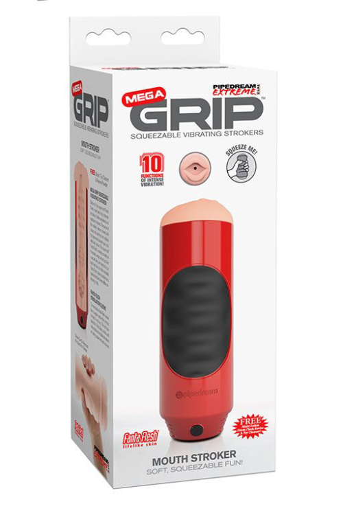 Мастурбатор-ротик с вибрацией Extreme Toyz Mega Grip Vibrating Stroker Mouth - 1