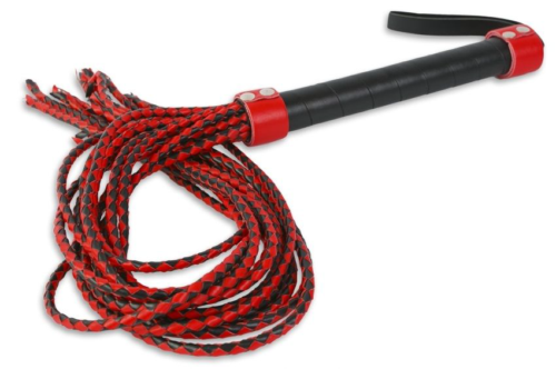 Красно-чёрная плеть-многохвостка с гладкой рукоятью - 77 см. - 2