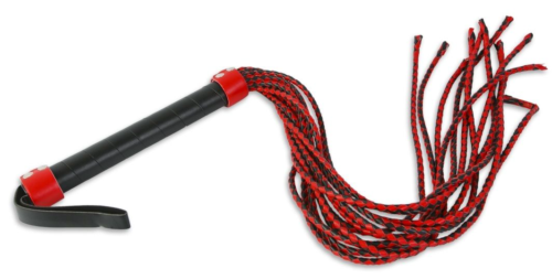 Красно-чёрная плеть-многохвостка с гладкой рукоятью - 77 см. - 1