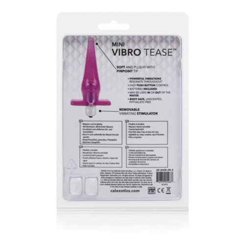 Розовая анальная пробка Mini Vibro Tease - 12,7 см. - 7
