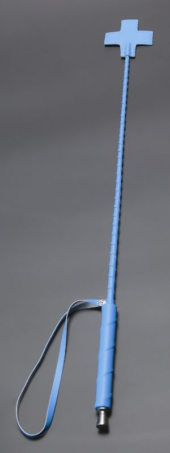 Голубой стек с наконечником-крестом из искусственной кожи - 70 см. - 0
